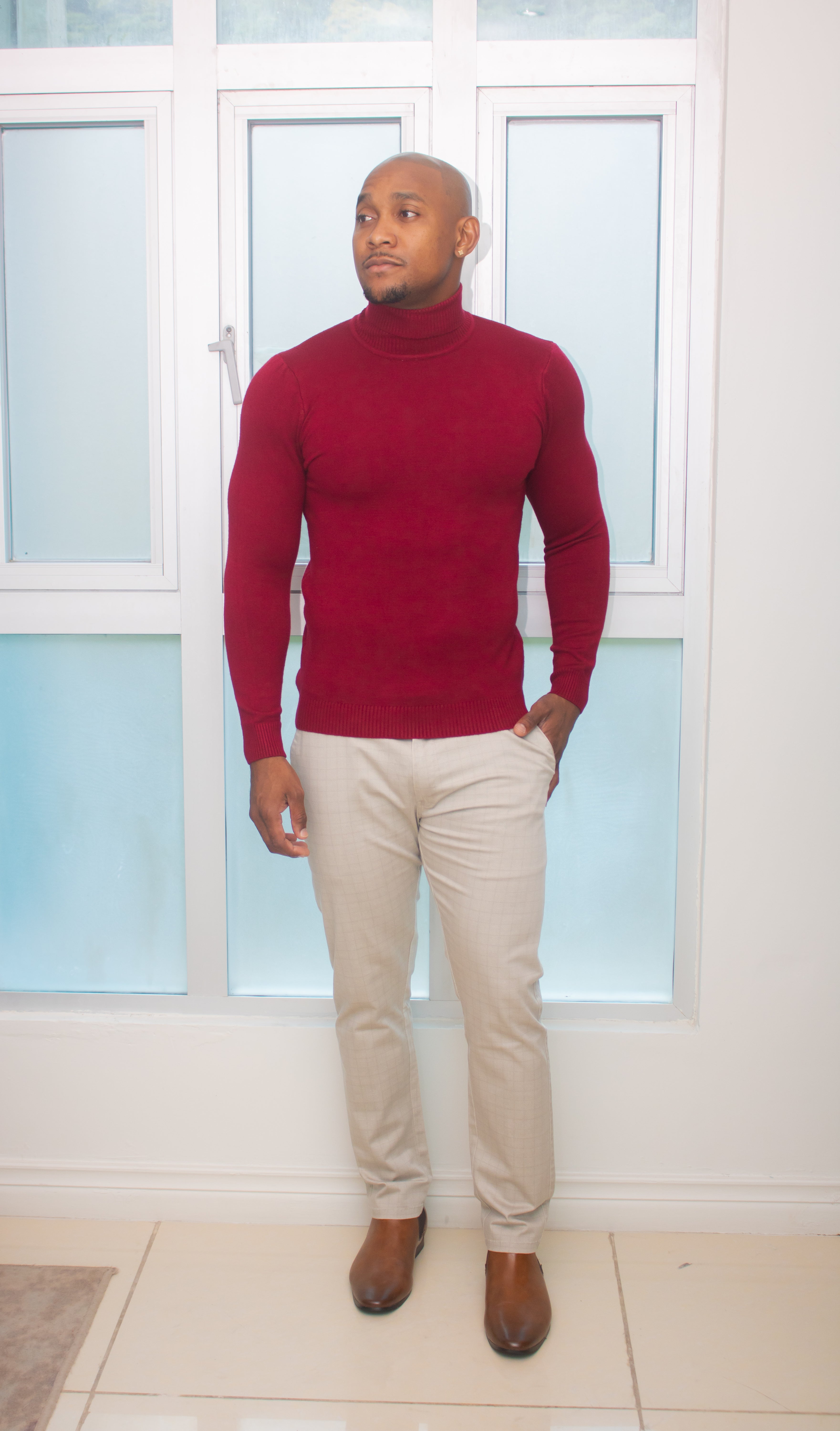 Turtle Neck Sweaters-(maroon)