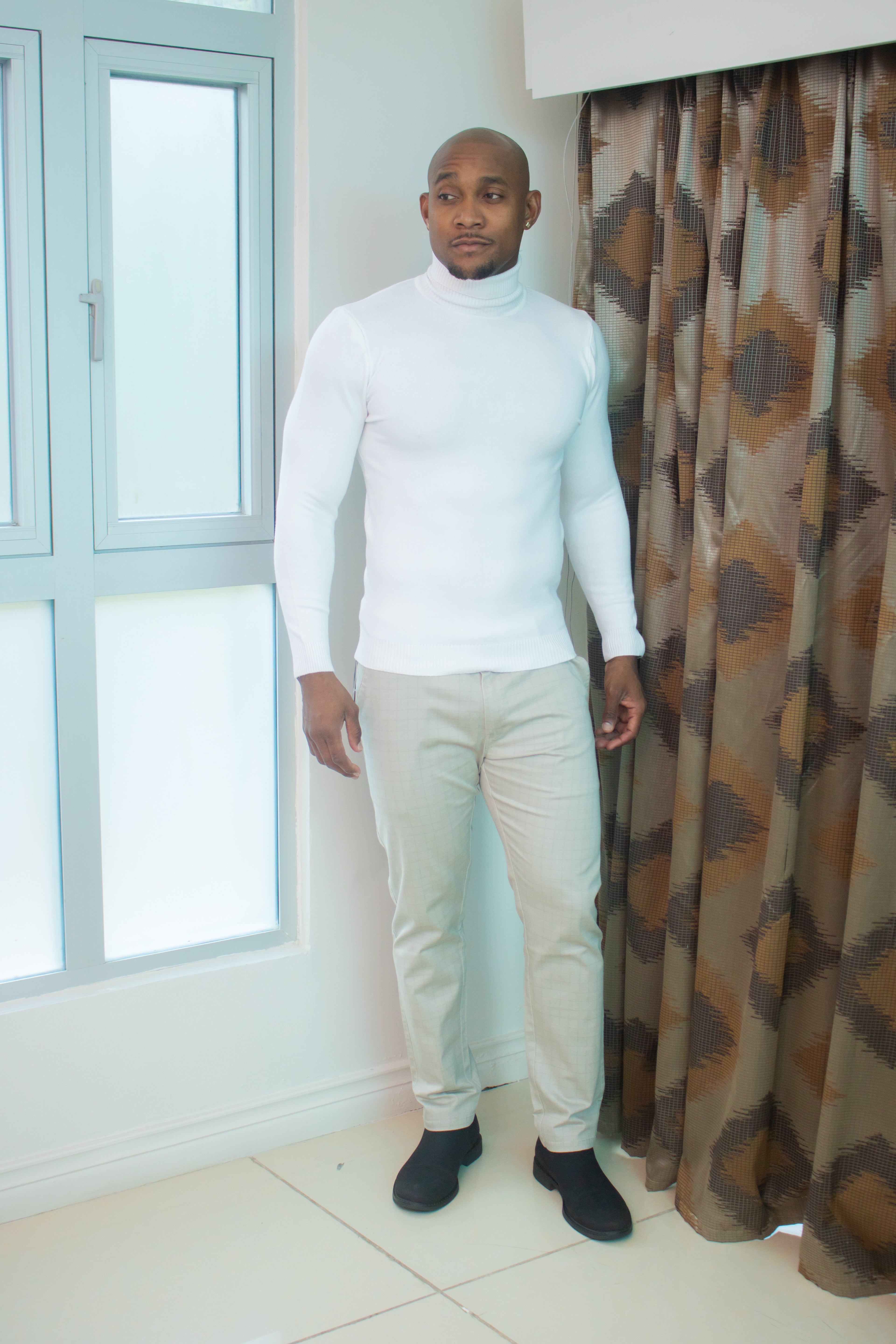 Turtle Neck Sweaters-(White)