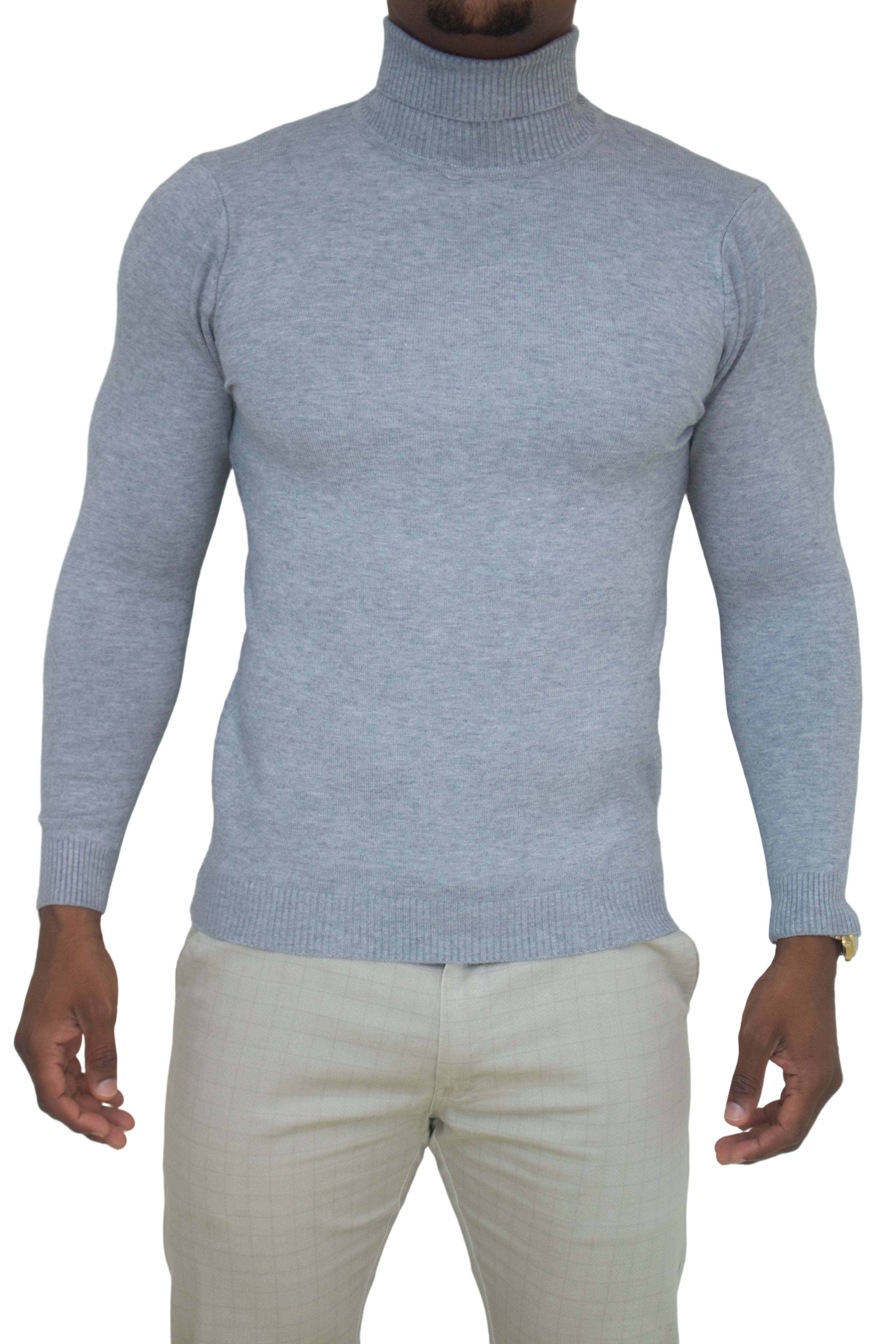 Turtle Neck Sweaters-(Grey)