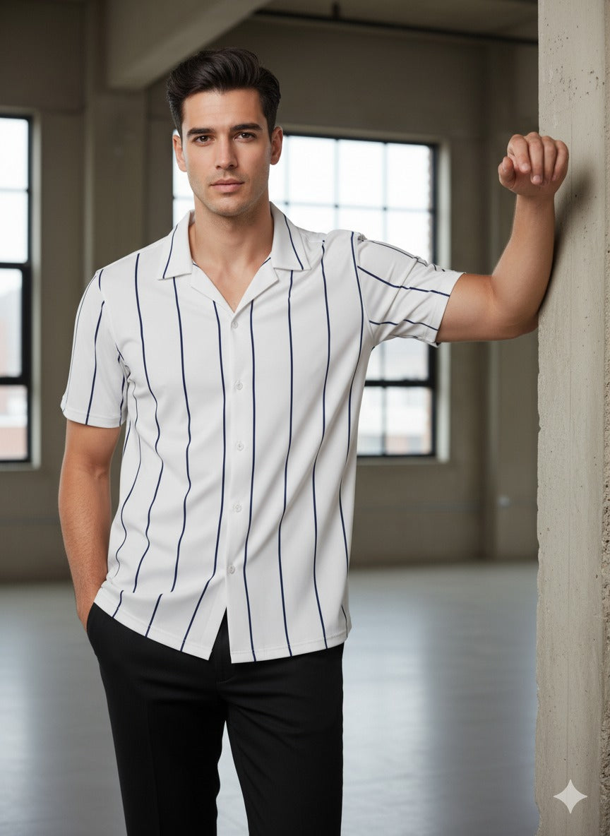 IC- white blue lines Shirt