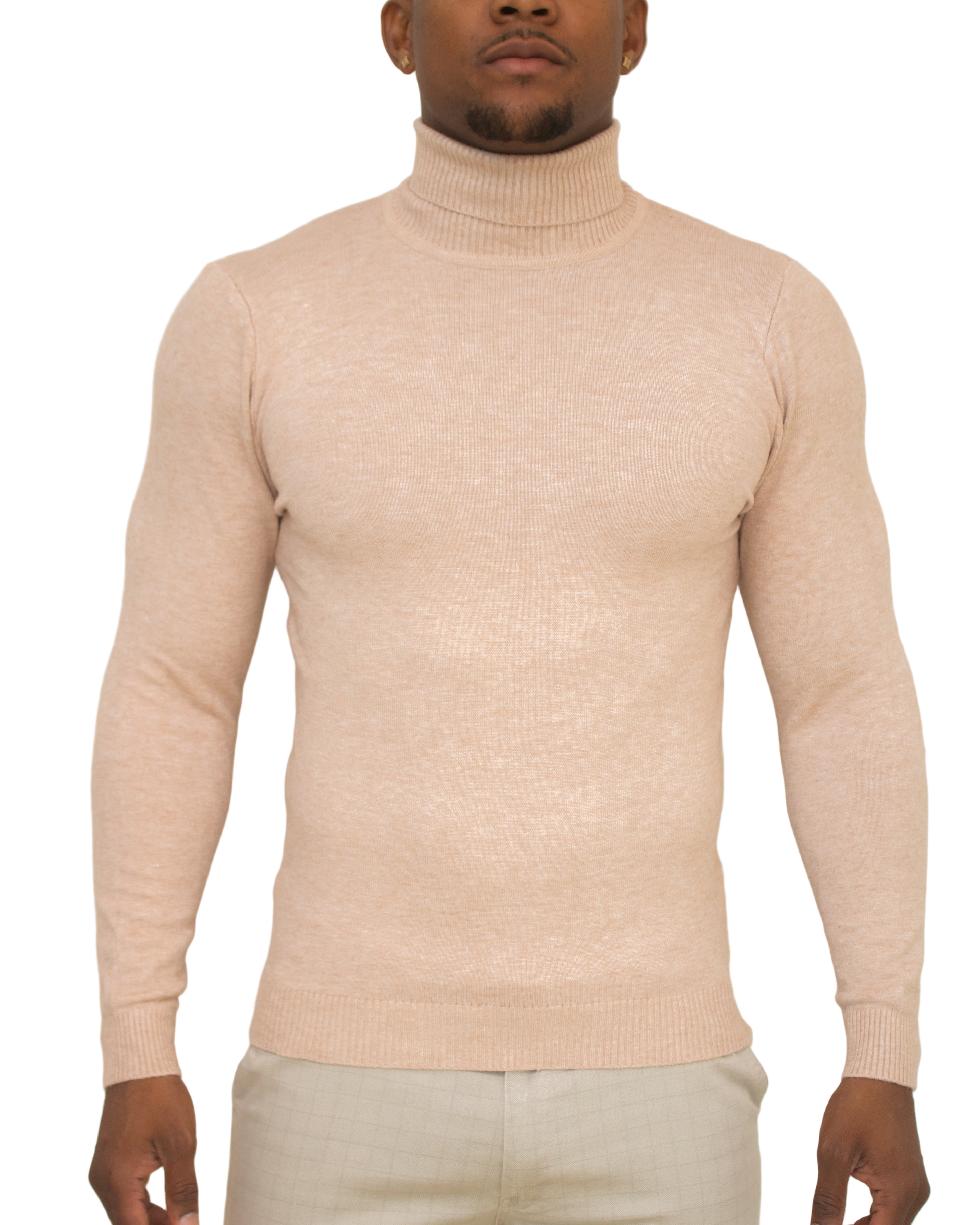 Turtle Neck Sweaters-(khaki)