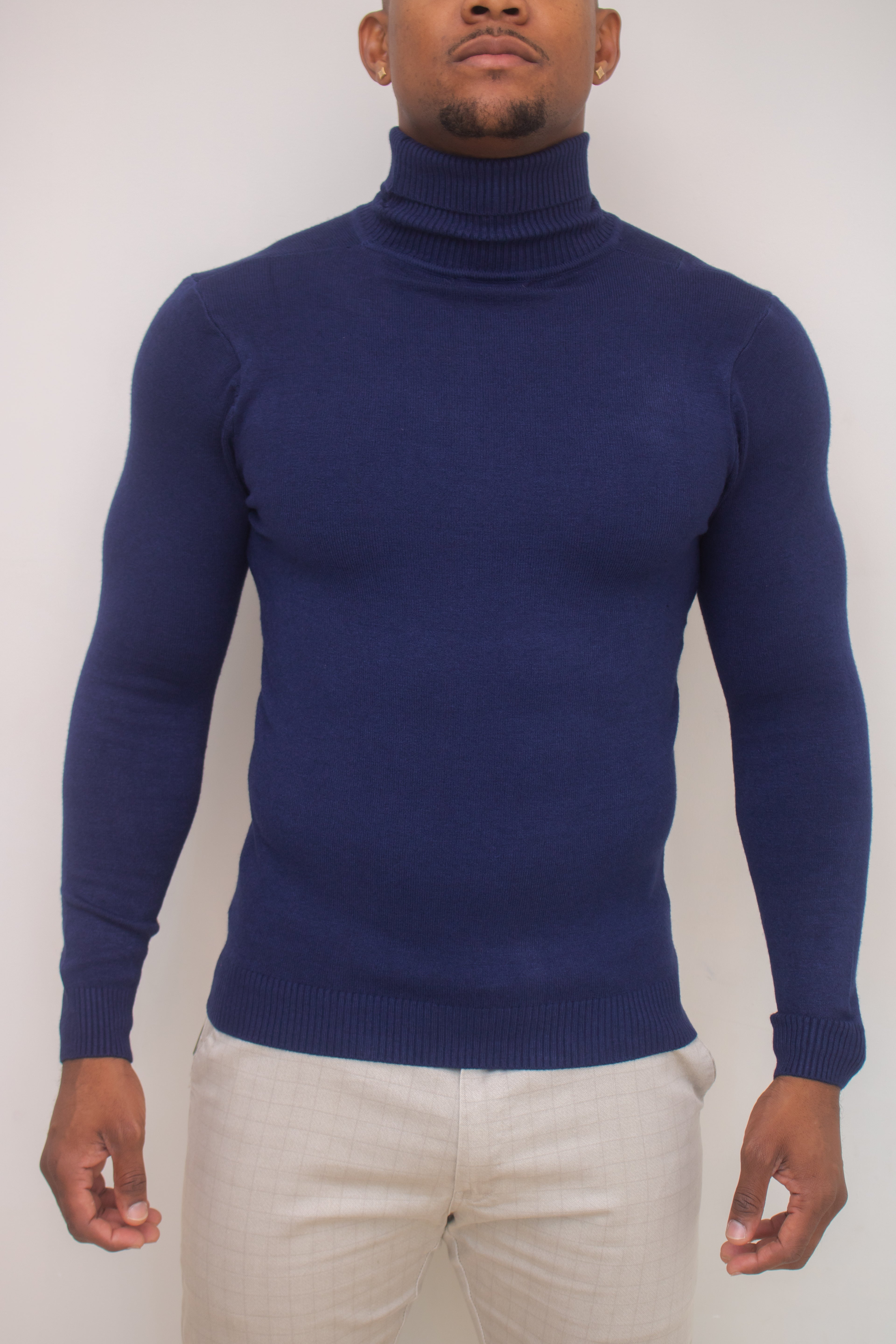 Turtle Neck Sweaters-(Navy)