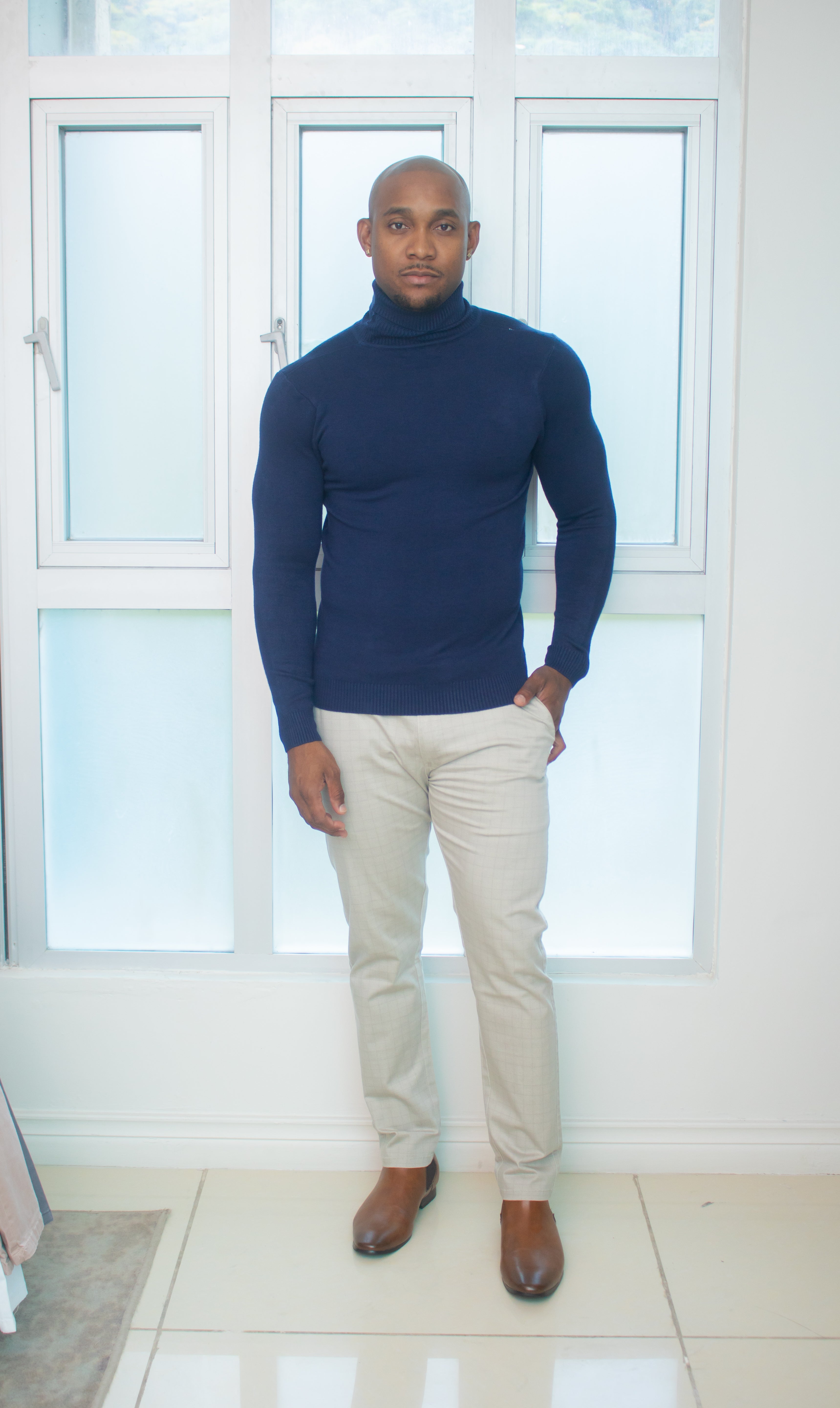 Turtle Neck Sweaters-(Navy)