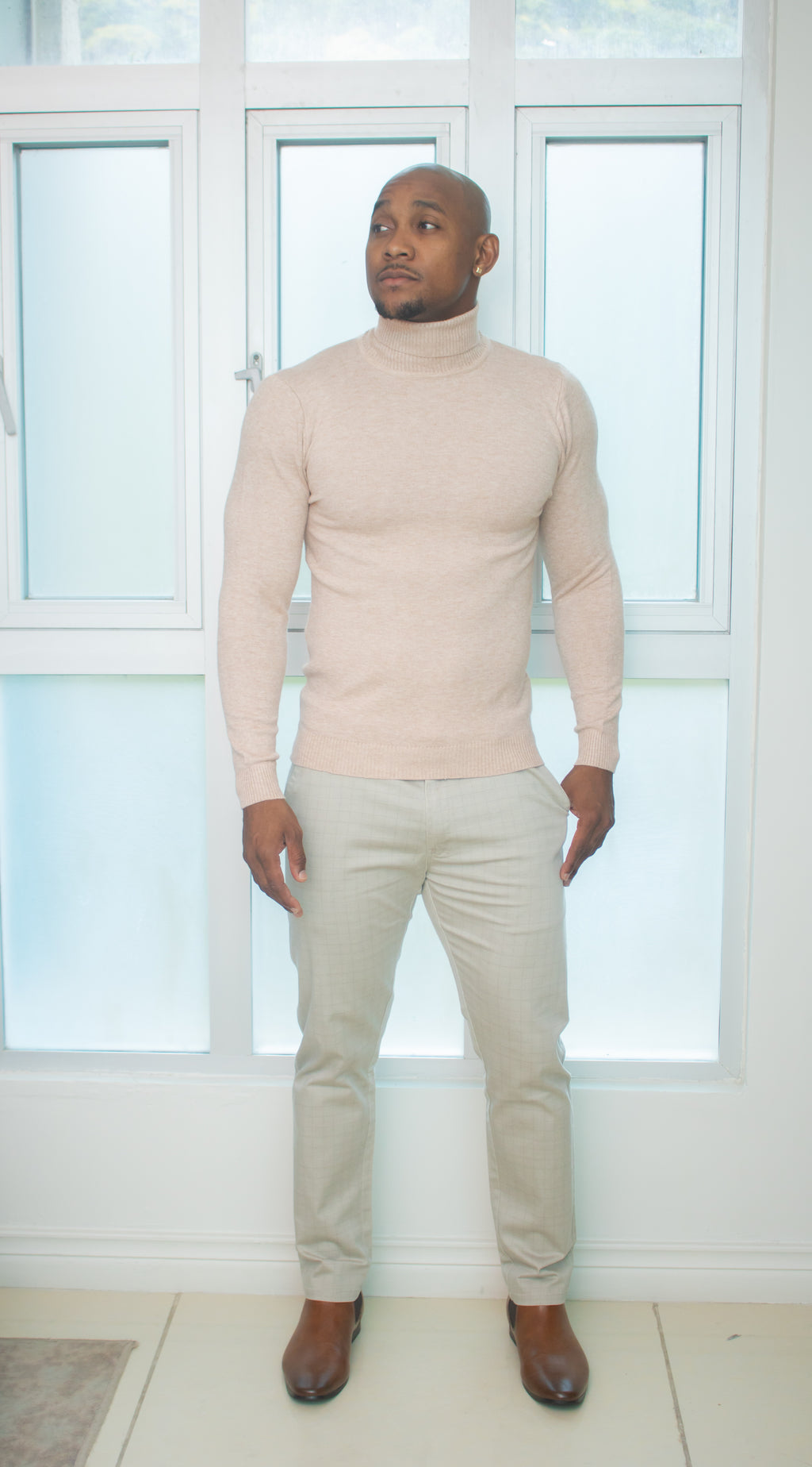 Turtle Neck Sweaters-(khaki)