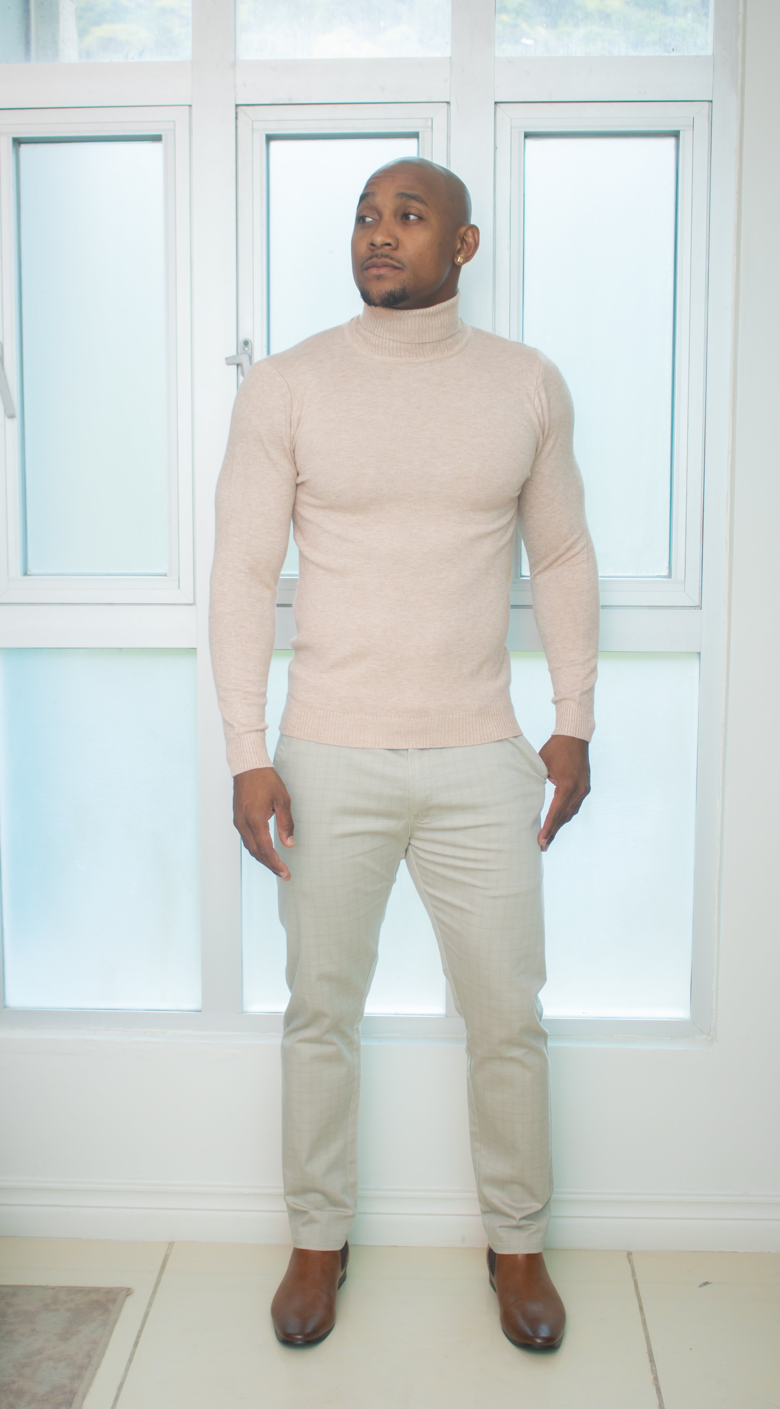 Turtle Neck Sweaters-(khaki)