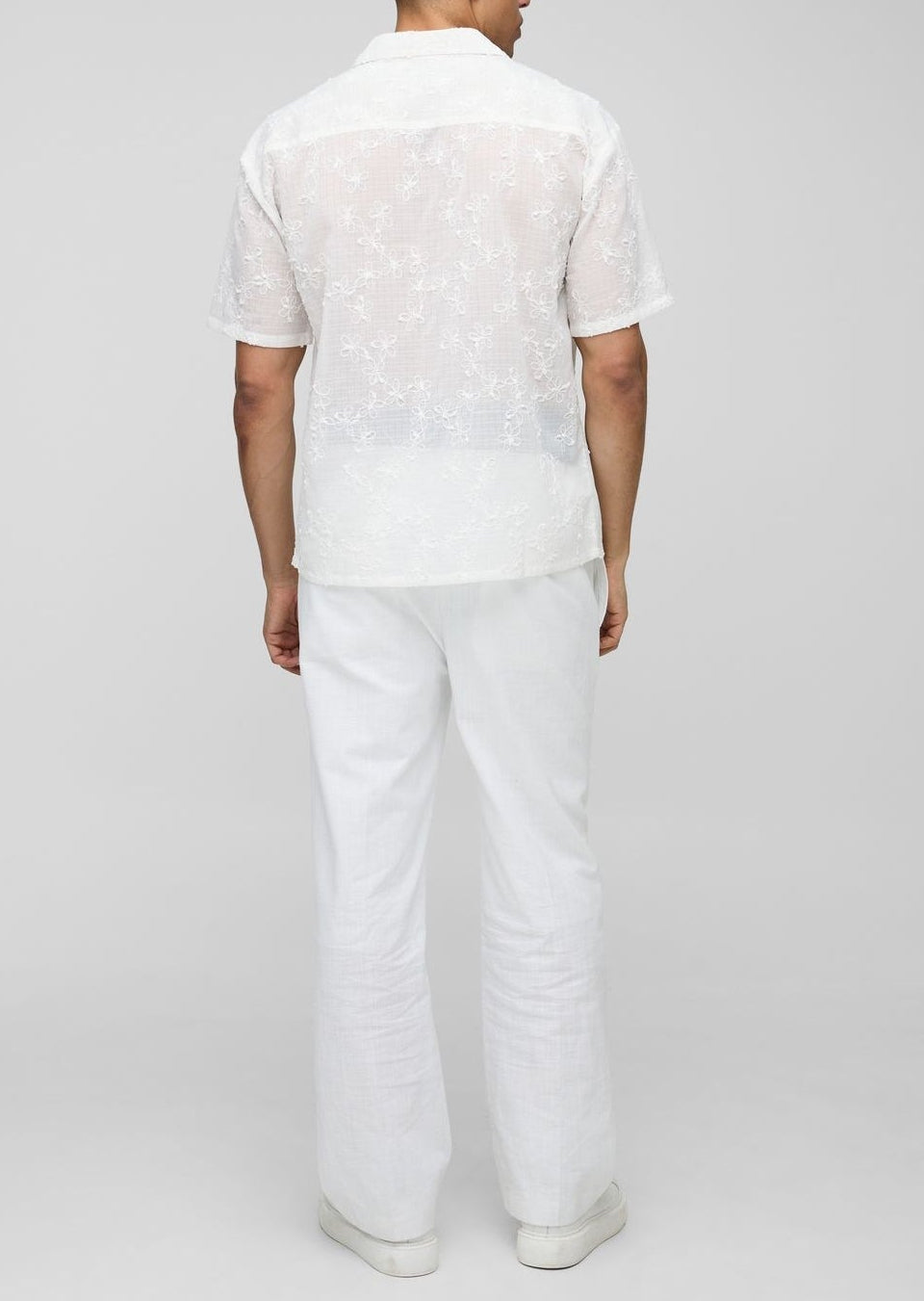 Oversized floral embroidered shirt