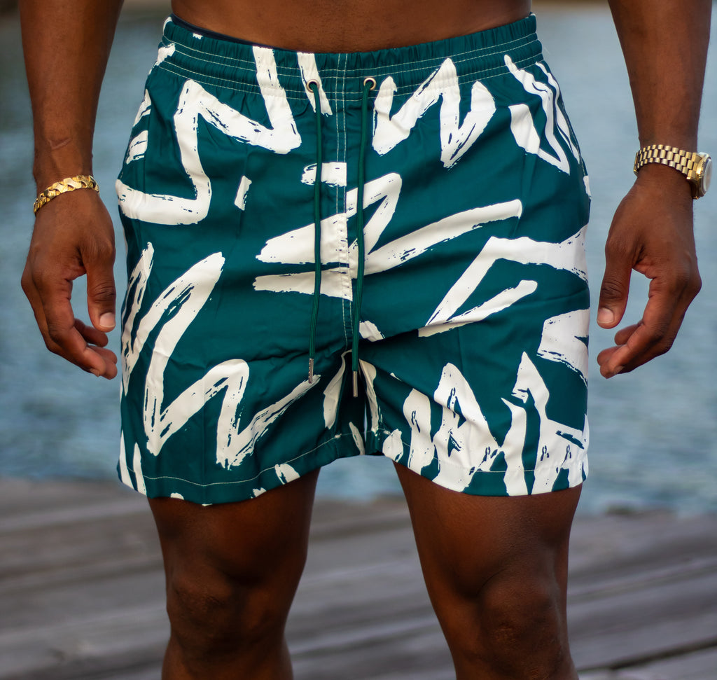 Graphic Shorts (Green&white)