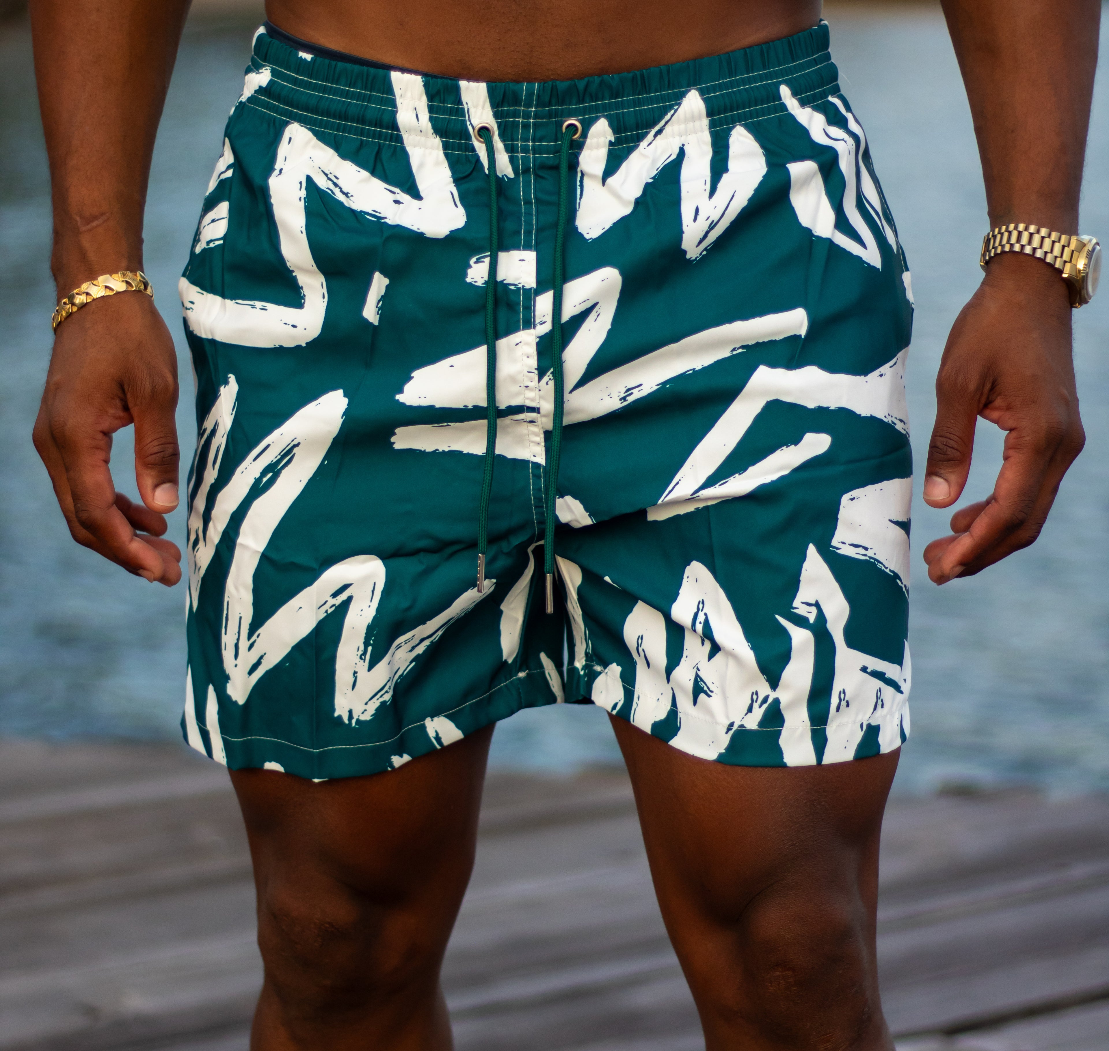 Graphic Shorts (Green&white)