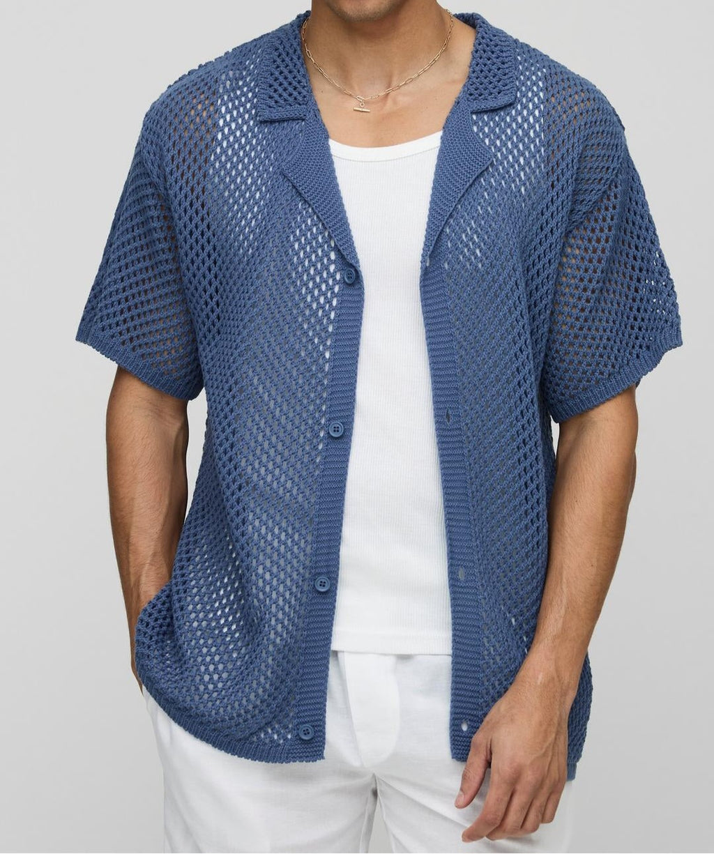 Boxy Knitted Shirt (blue)