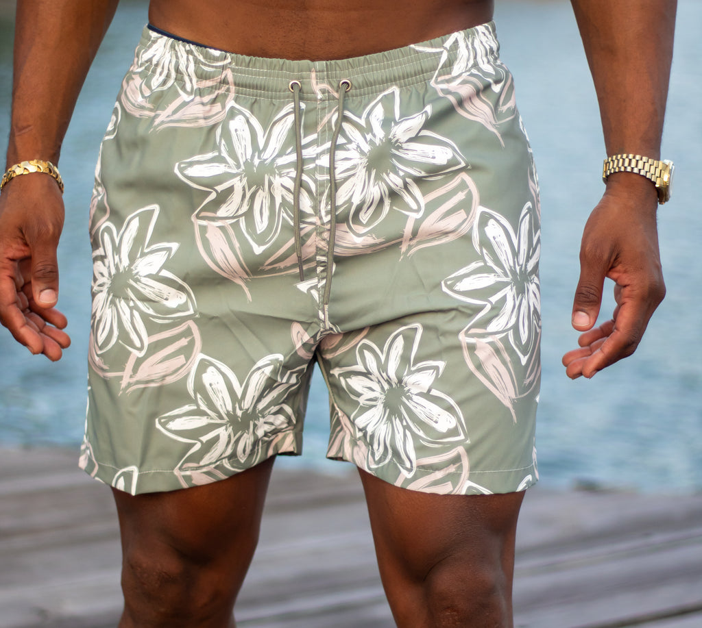 Graphic Shorts flower (Green&white)