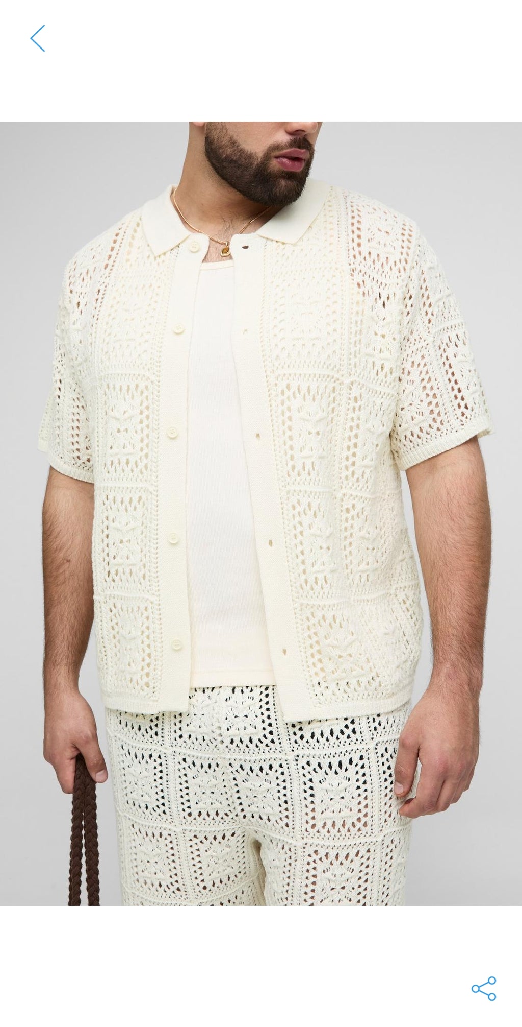 Plus Crochet Shirt & Pants Set