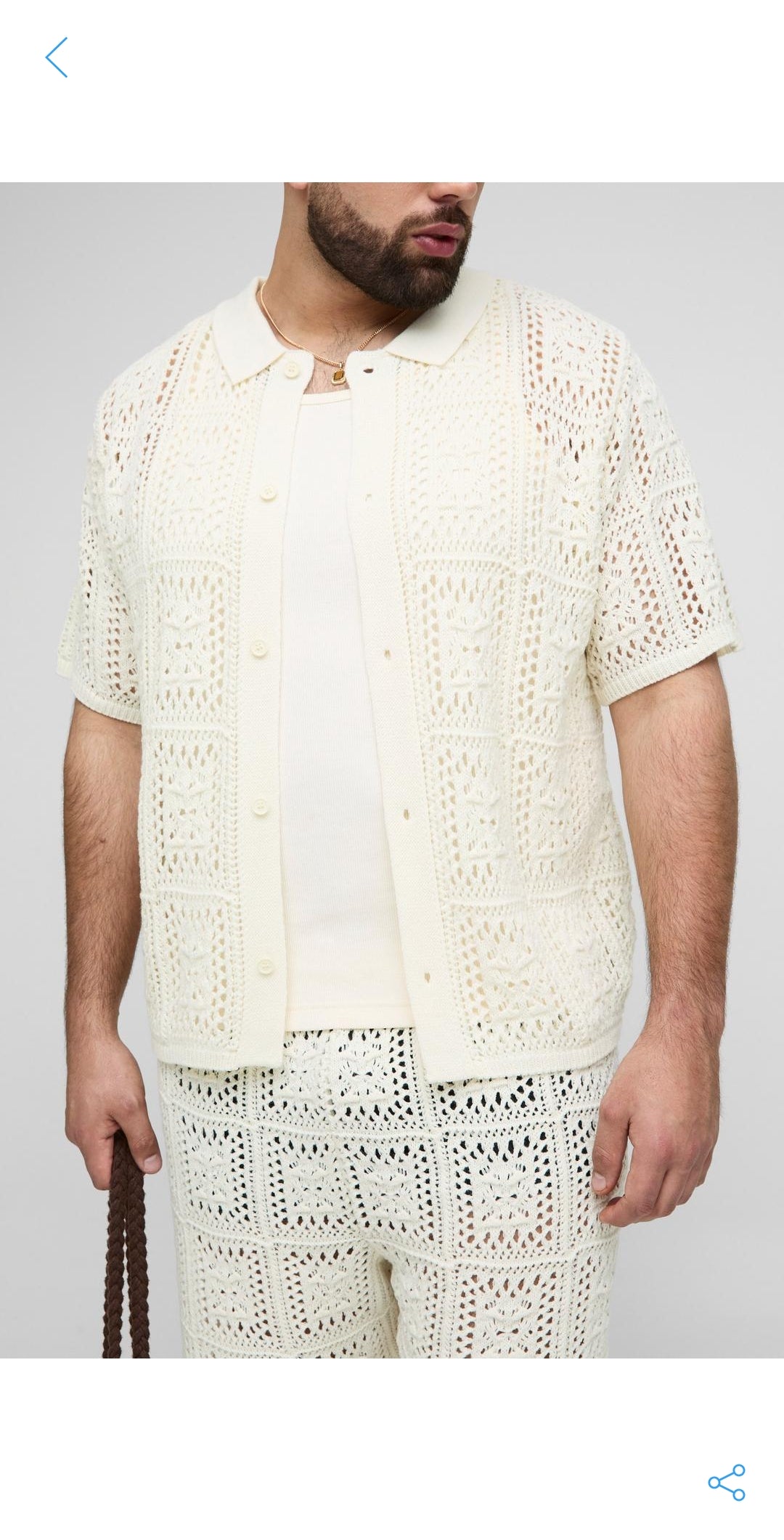 Plus Crochet Shirt & Pants Set