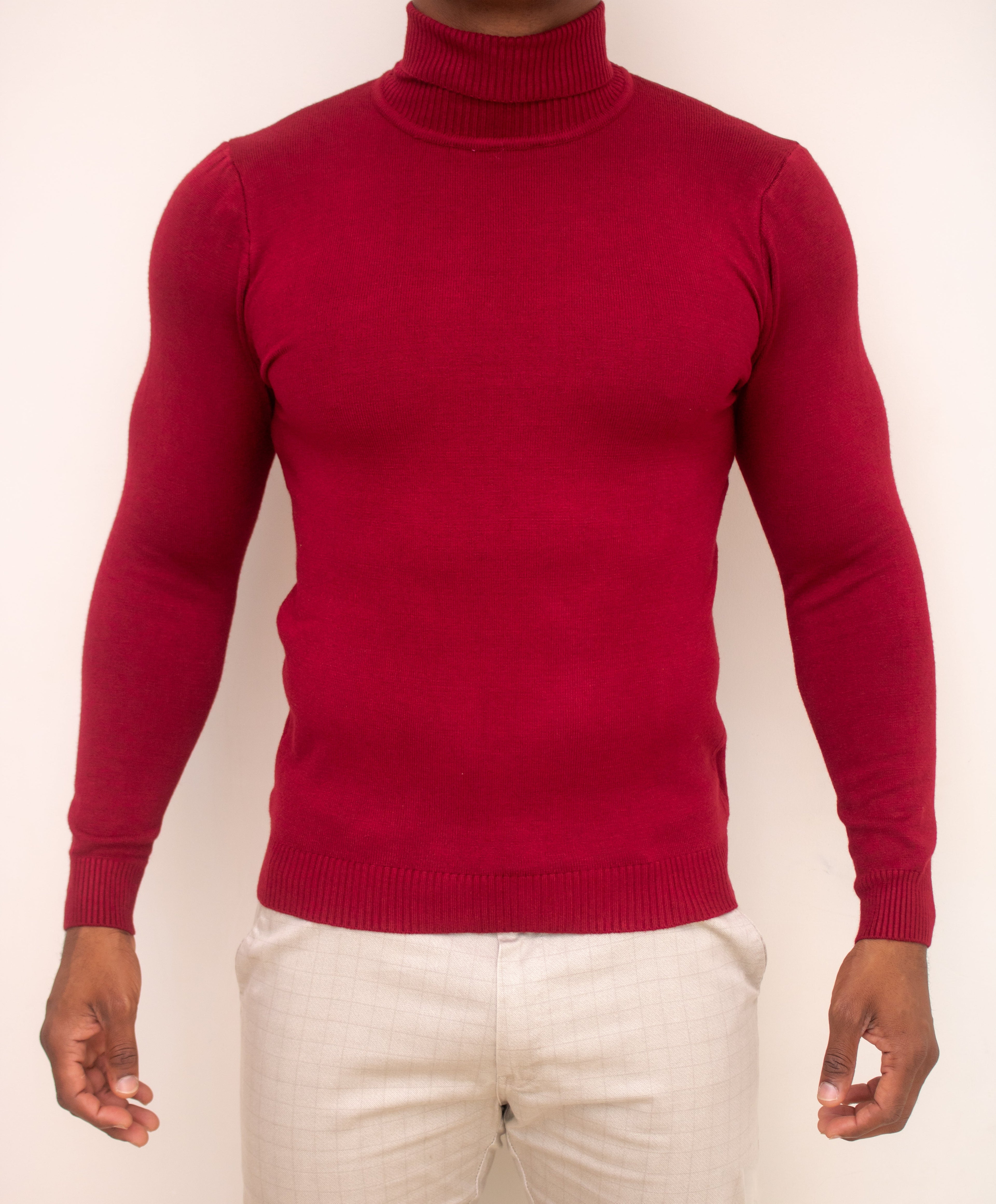 Turtle Neck Sweaters-(maroon)