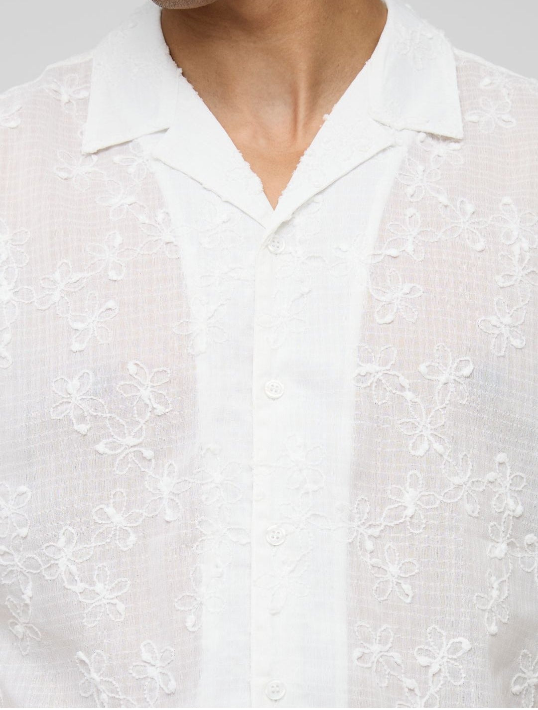 Oversized floral embroidered shirt