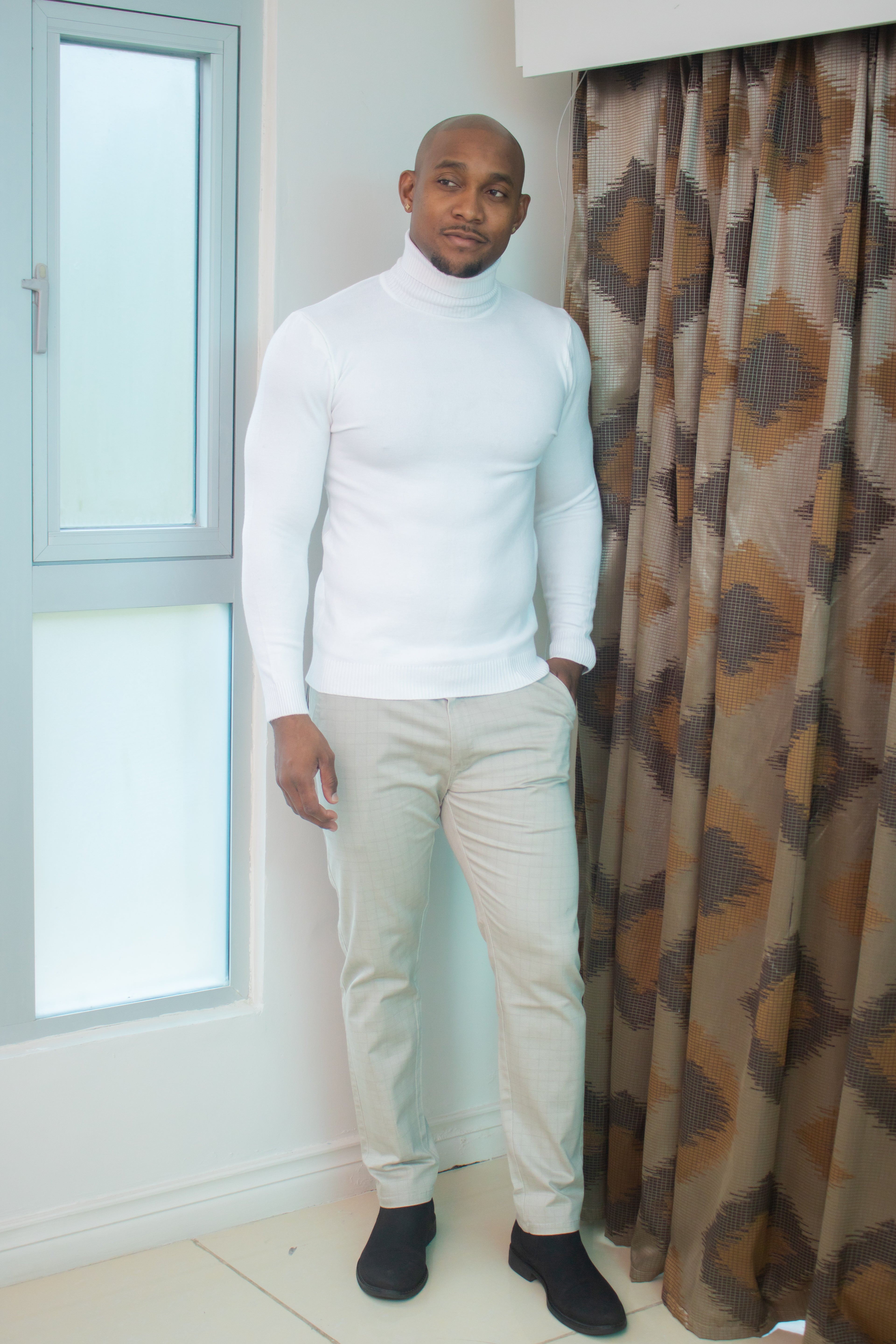 Turtle Neck Sweaters-(White)