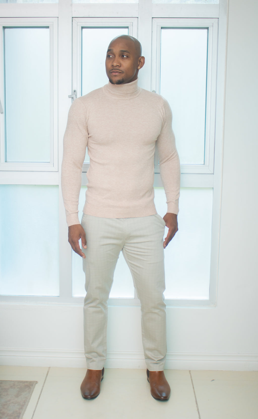 Turtle Neck Sweaters-(khaki)